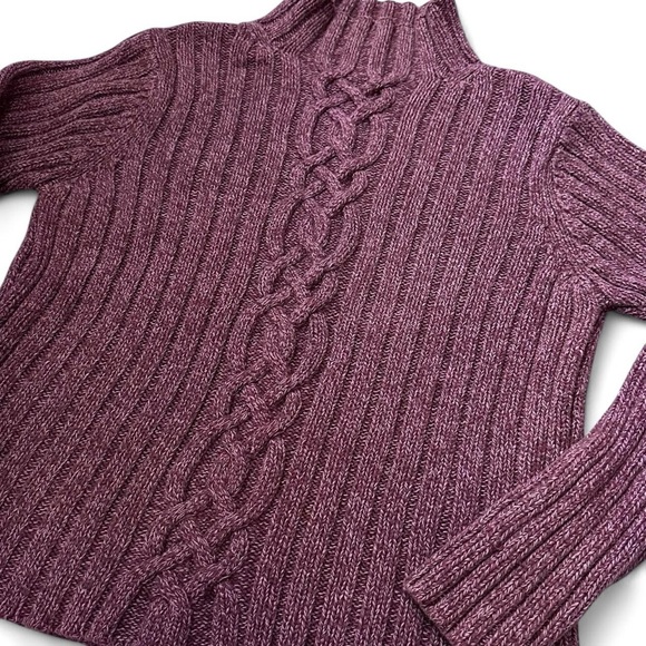 L.L. Bean mock turtleneck fisherman / cable knit sweater - Picture 2 of 5